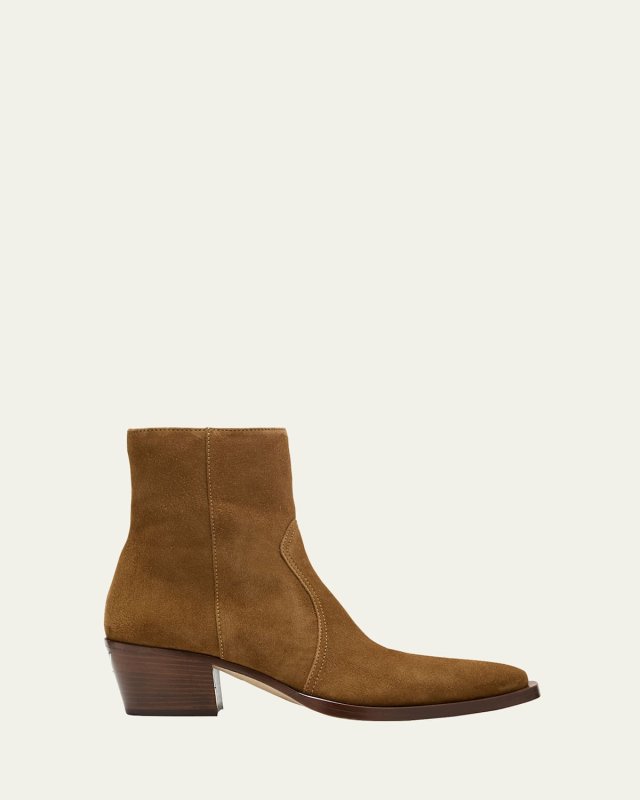 Suede Zip Ankle Boots