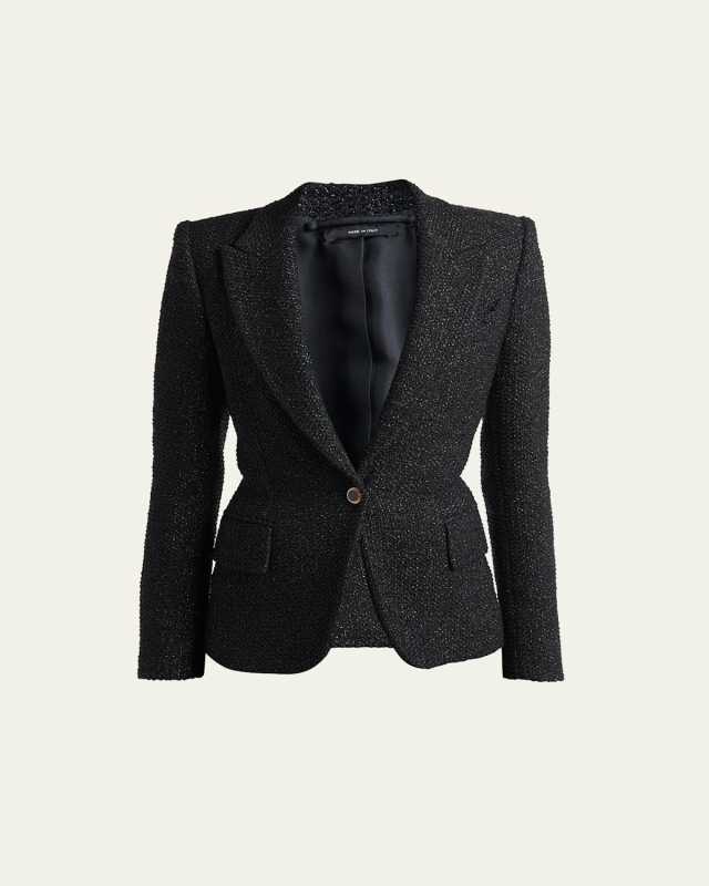 Boucle Tweed Metallic Stripe Blazer