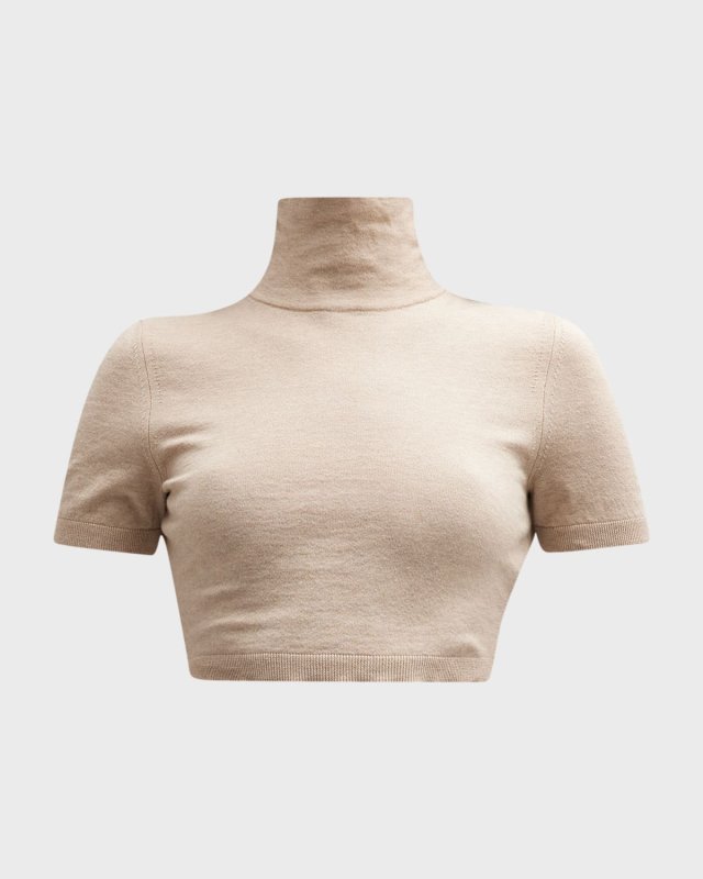 Aire Turtleneck Short-Sleeve Crop Sweat