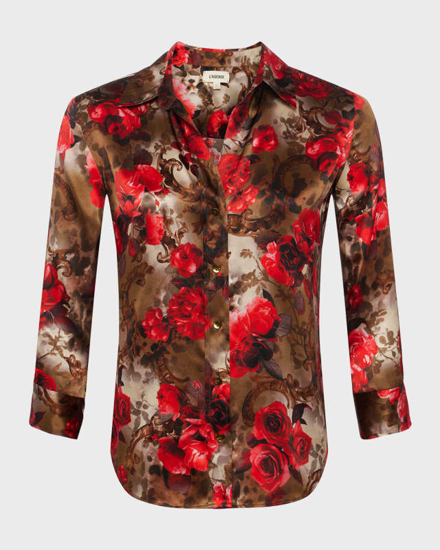 Floral Cheetah Dani Silk Blous