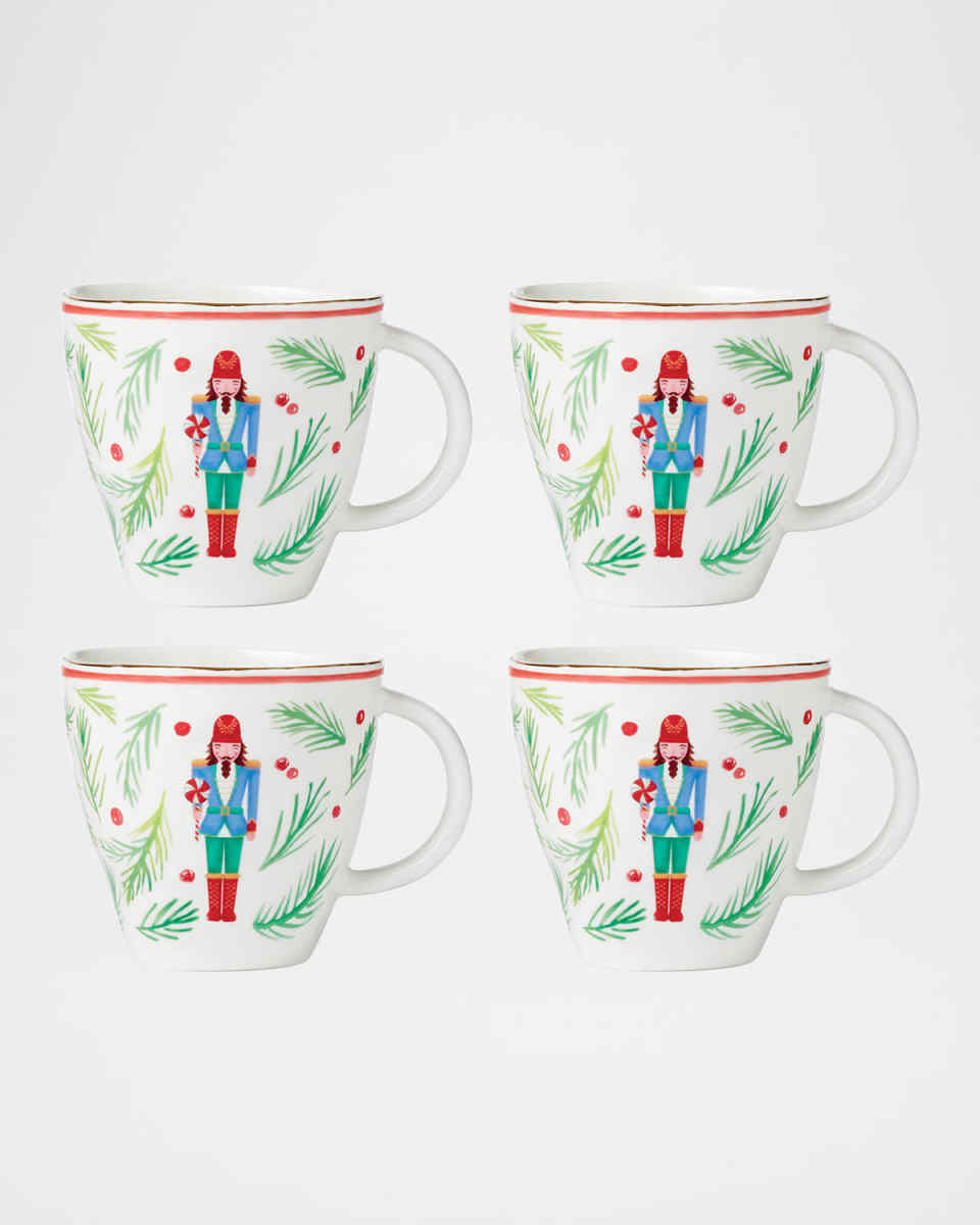 Nutcracker Porcelain Mugs, Set of 4