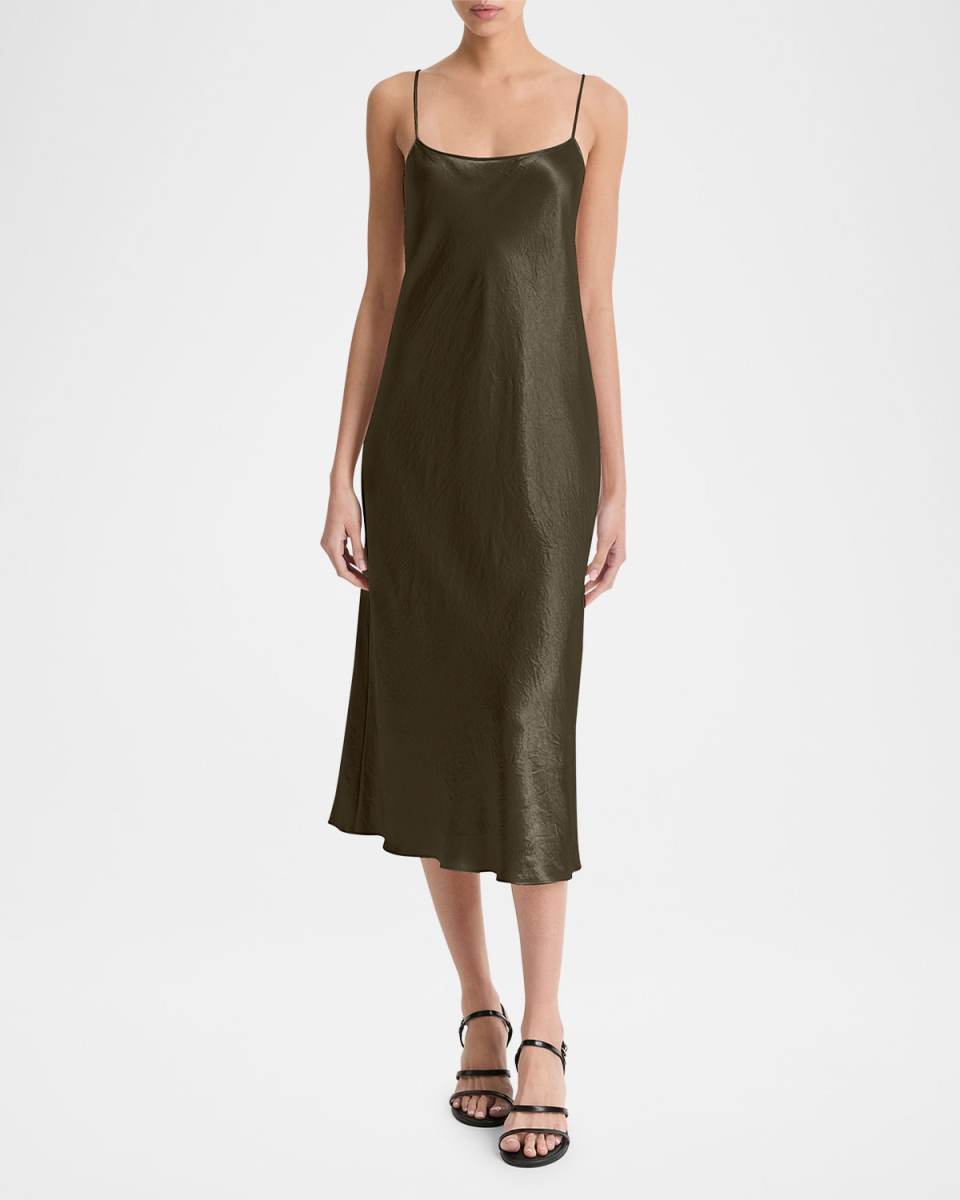 Satin Midi Slip Dress