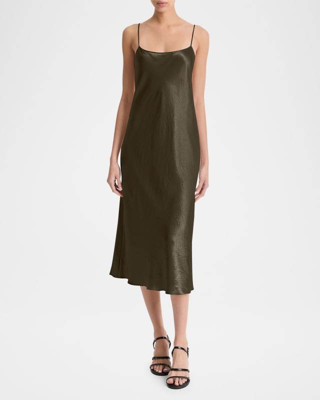 Satin Midi Slip Dress