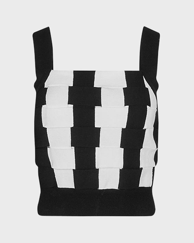 Nadeleine Two-Tone Woven Crop Top