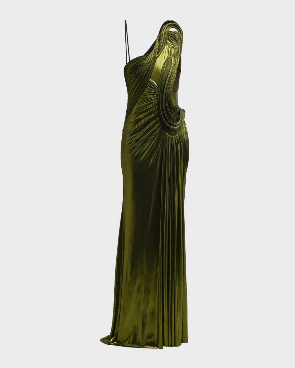Sculpted Wave One-Shoulder Gown