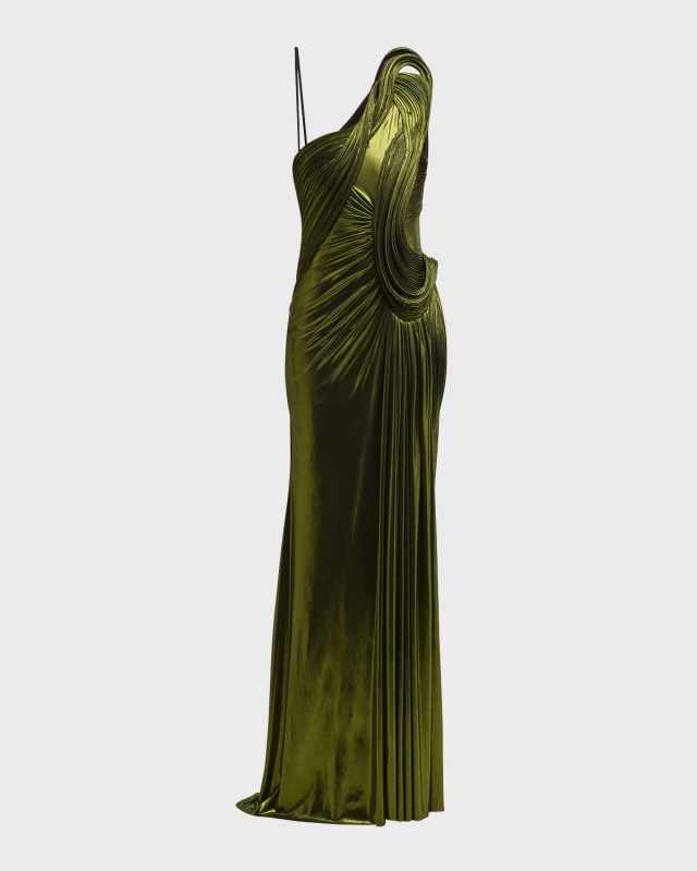 Sculpted Wave One-Shoulder Gown