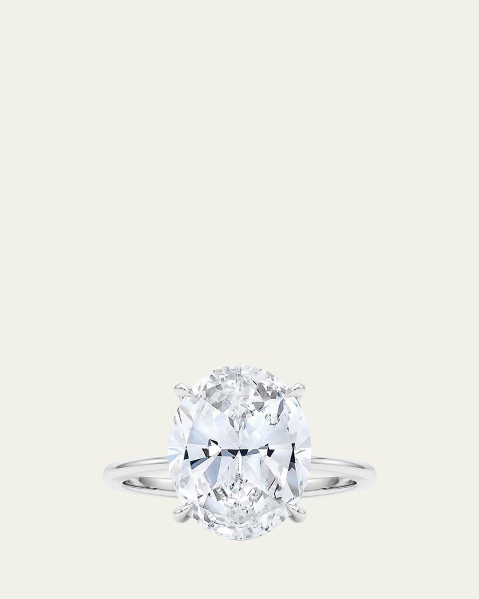 18K Oval Cut Hidden Halo Platinum Lab Grown Diamond Ring, 2.0tcw