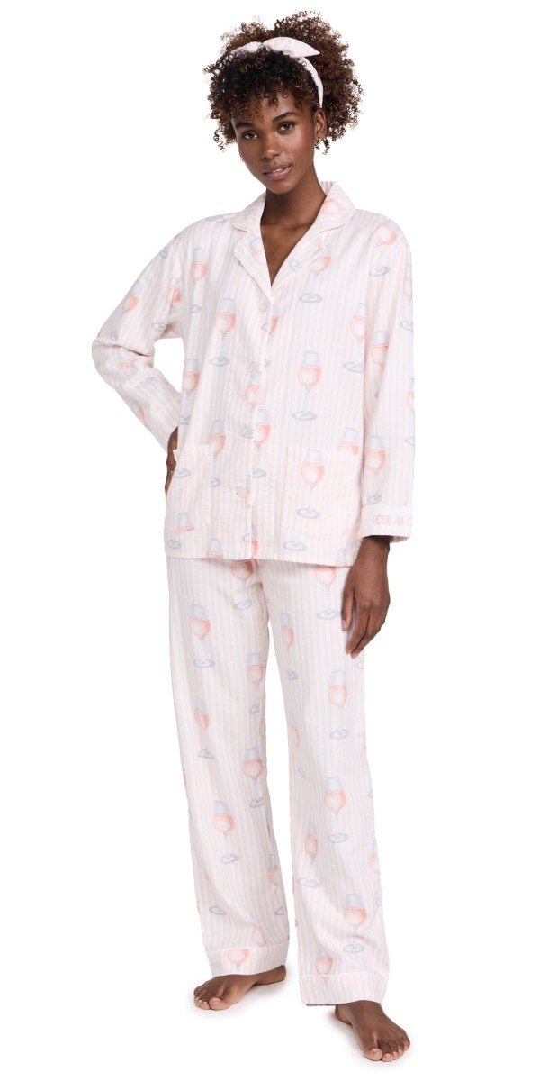 PJ Salvage Flannel PJ Set White Linen