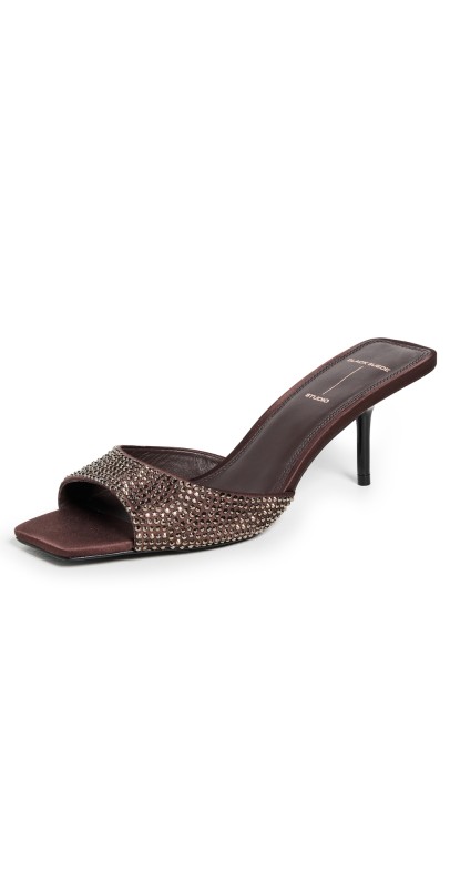 Black Suede Studio Emilia Sandals 65mm Chocolate