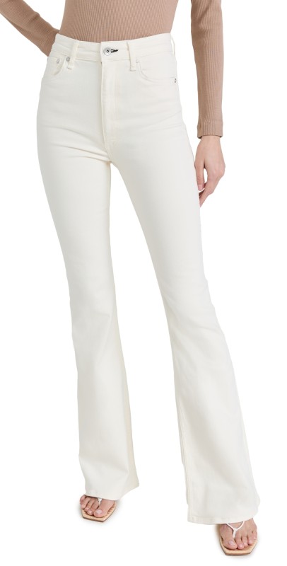 rag & bone ICON Casey High-Rise Flare Jeans Ecru