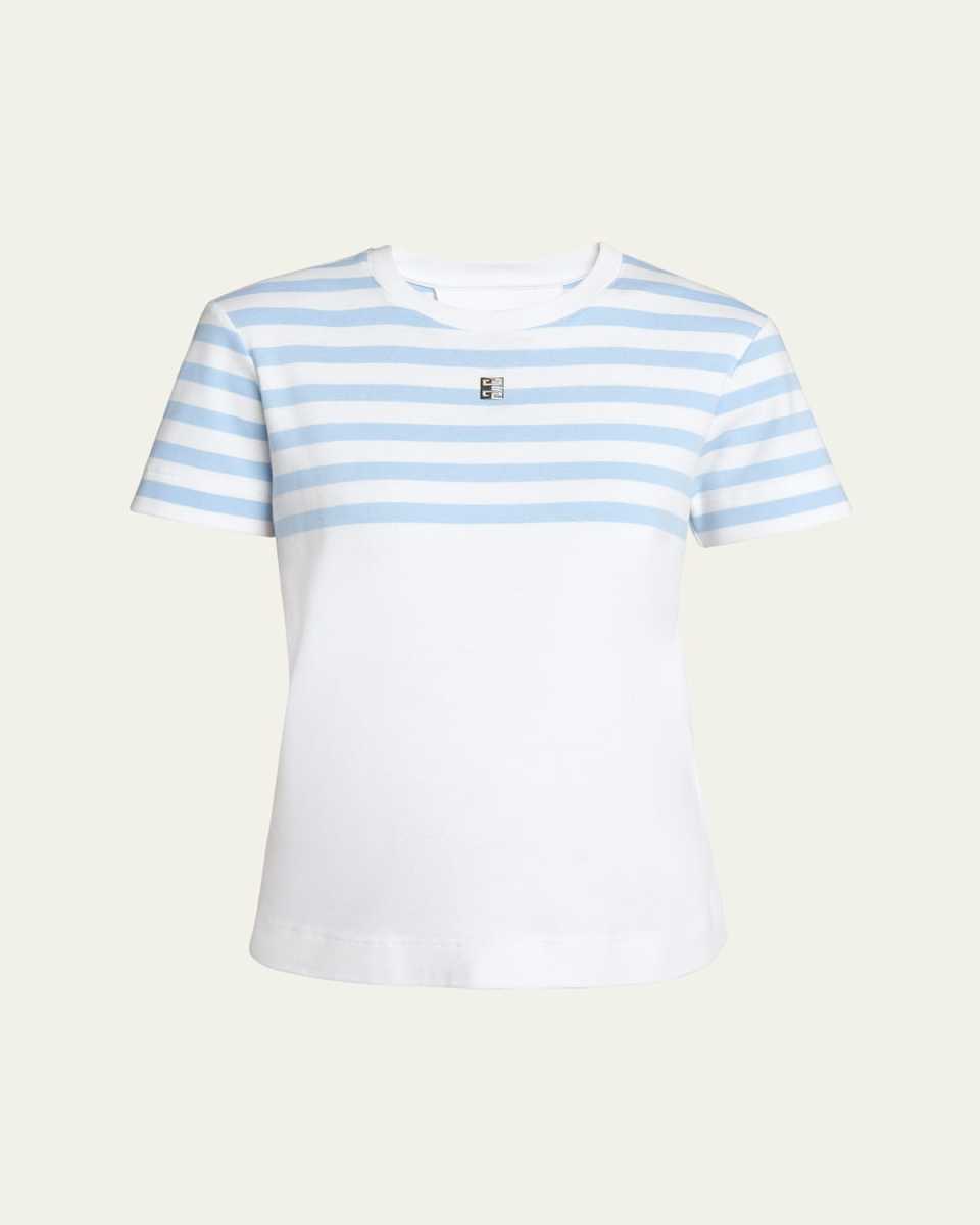 Striped Top T-Shirt with 4G Logo Detai