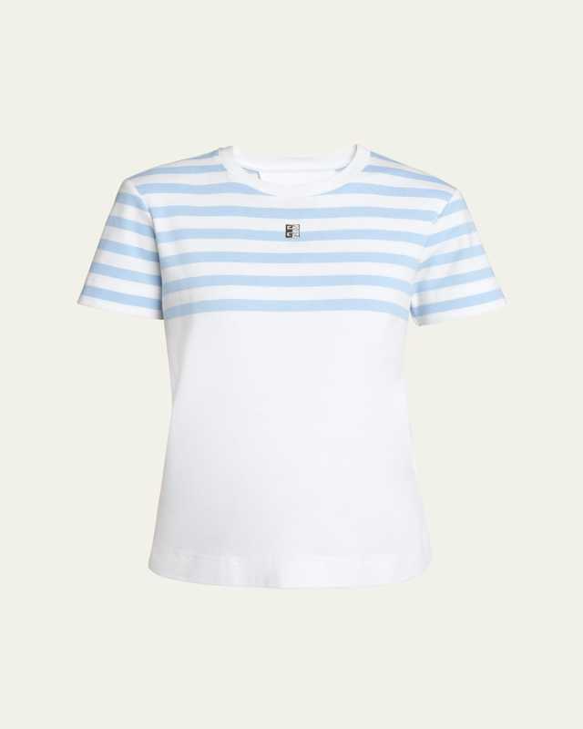 Striped Top T-Shirt with 4G Logo Detai