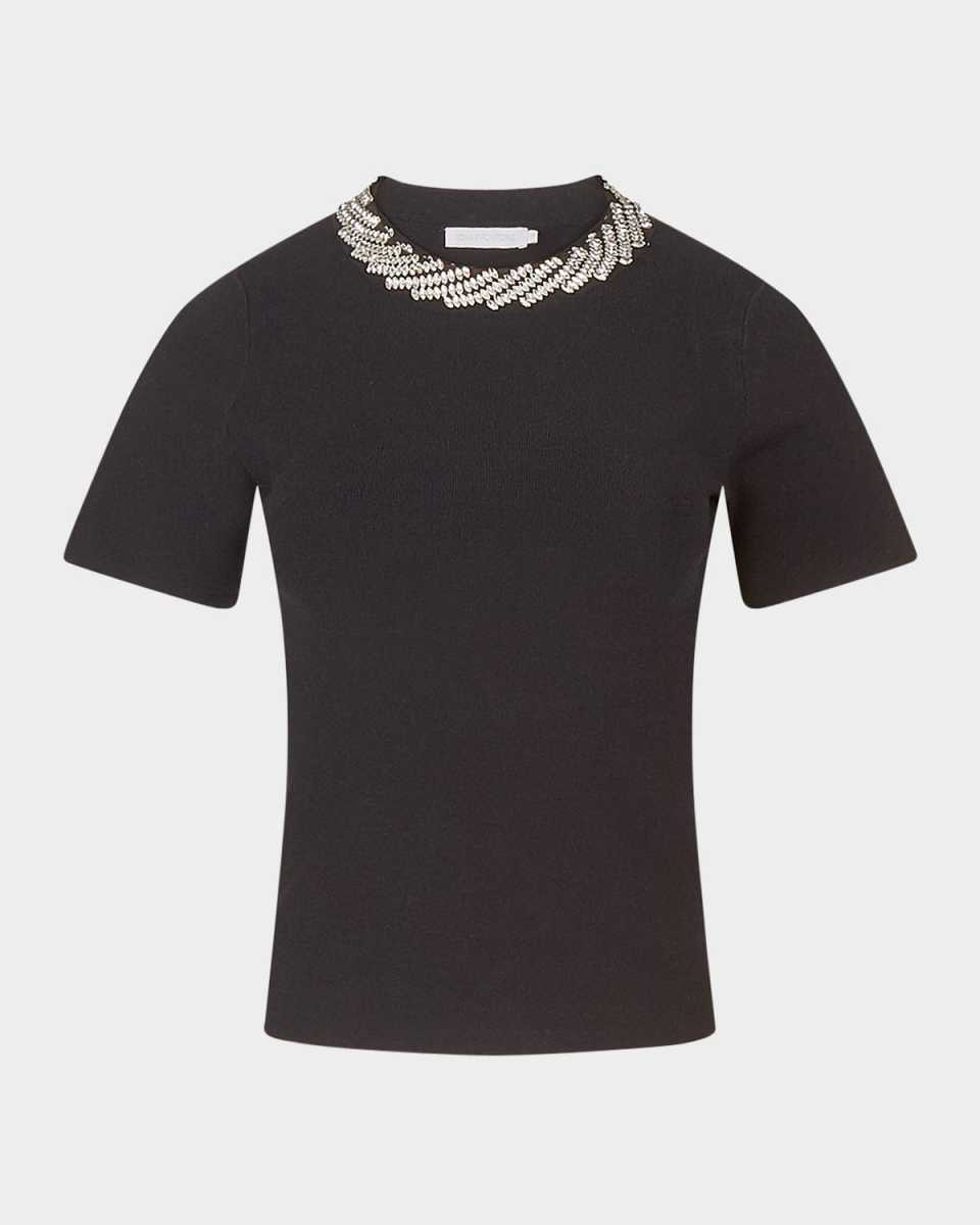 Rayna Jewel-Embellished Crewneck Blouse