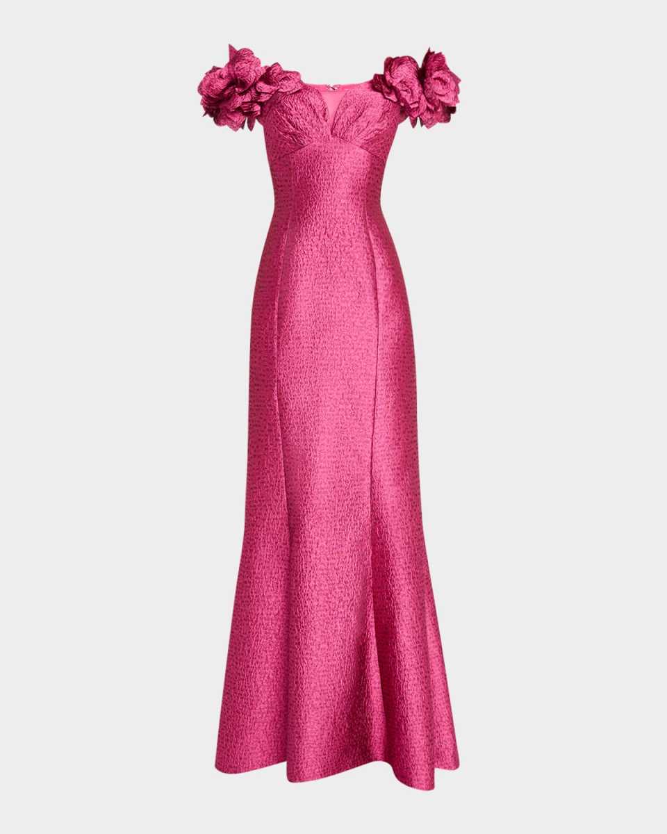 Off-Shoulder Jacquard Mermaid Gown