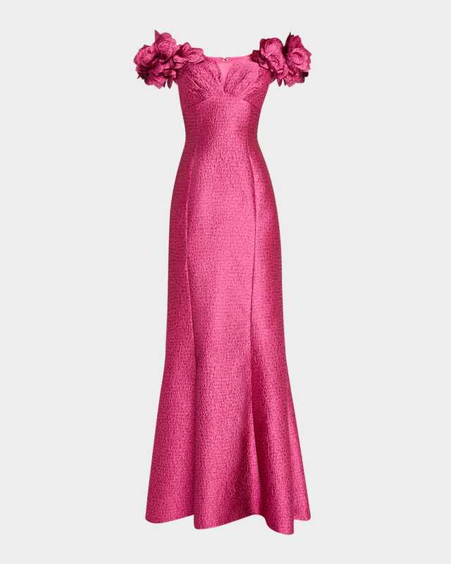 Off-Shoulder Jacquard Mermaid Gown