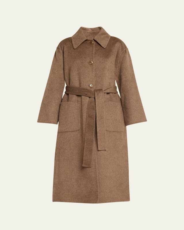 Viv Long Wool Coat with Detachable Scarf
