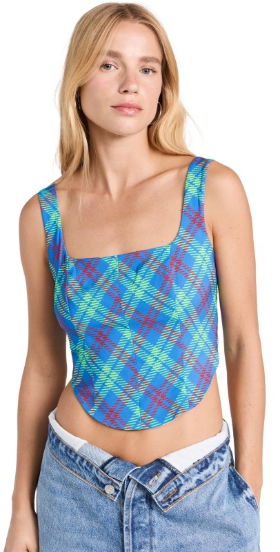 KITRI Ines Blue Check Top Blue Check