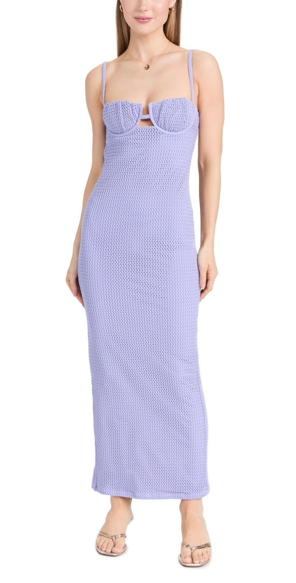 Montce Petal Long Slip Dress Lavender Crochet