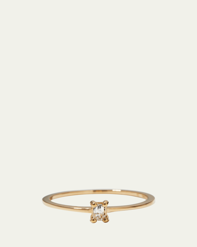 Solo Emerald-Cut Diamond Skinny Flat Band Ring