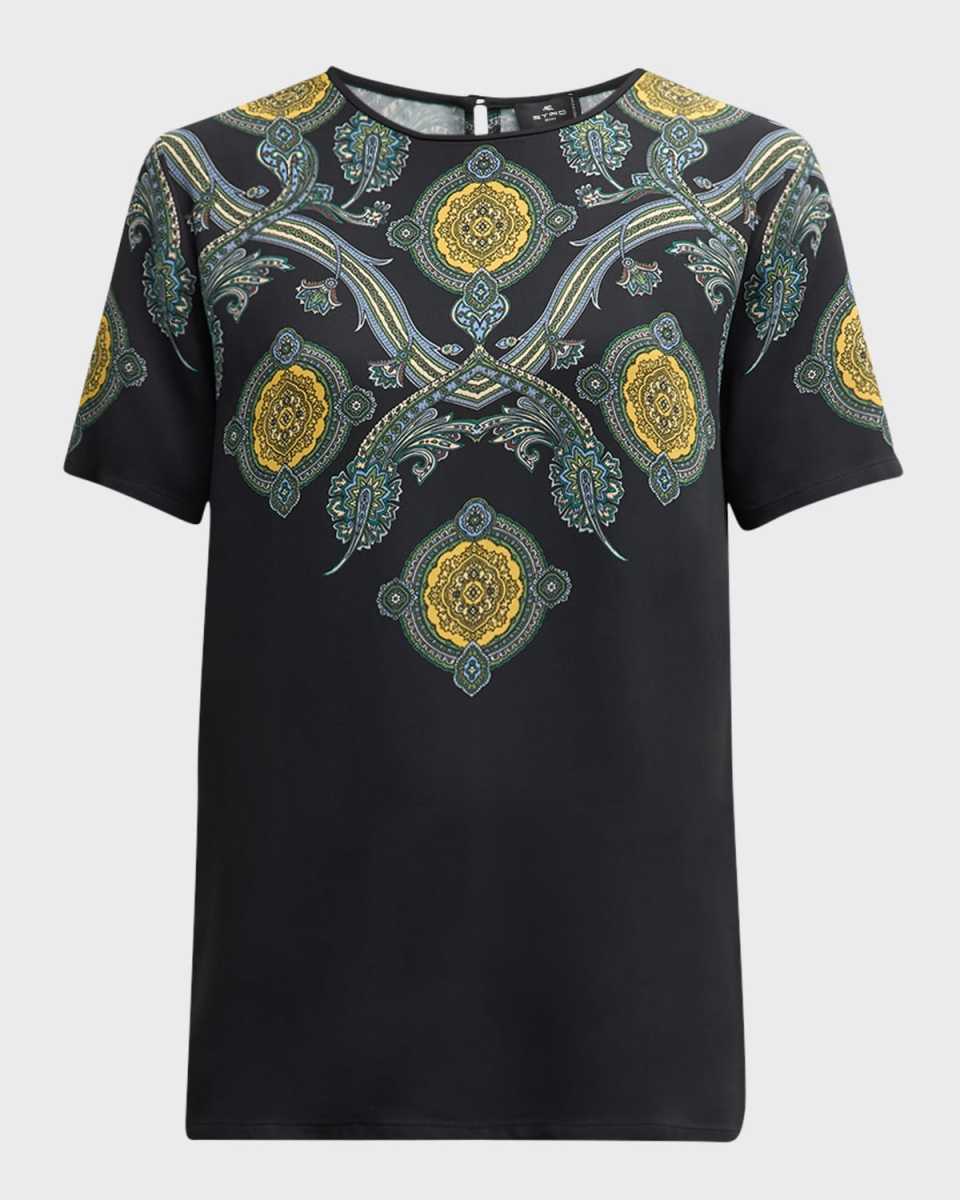 Medallion Crepe Short-Sleeve T-Shirt