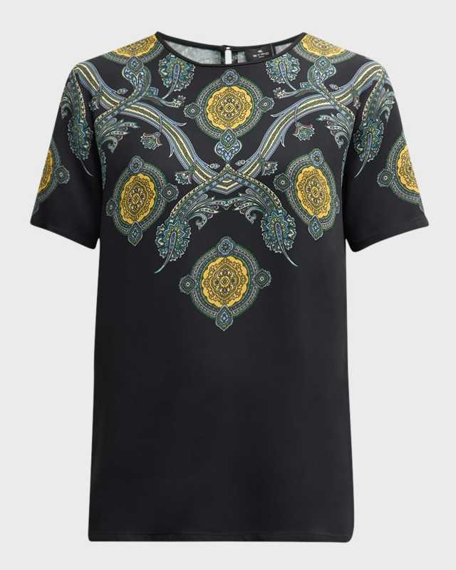 Medallion Crepe Short-Sleeve T-Shirt