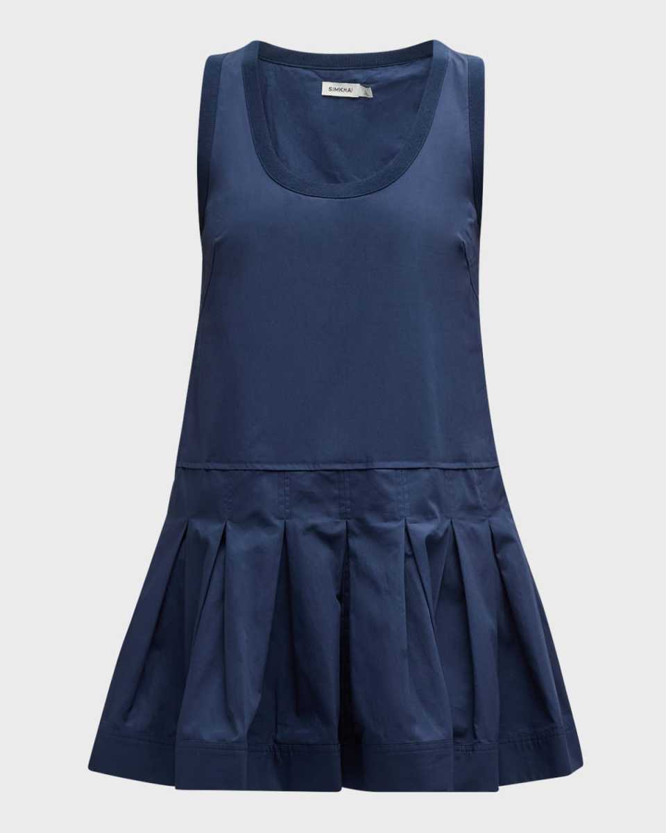 Denver Pleated Cotton Tank Mini Dress
