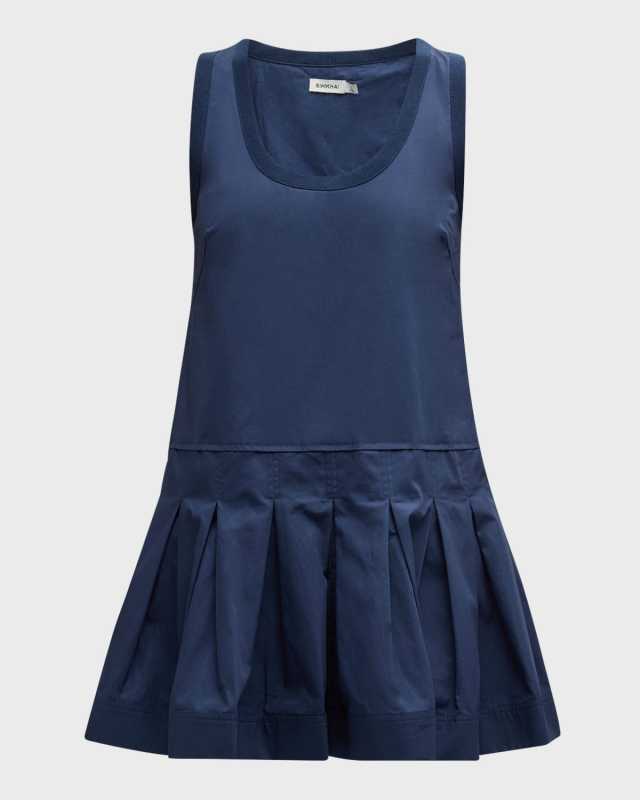 Denver Pleated Cotton Tank Mini Dress