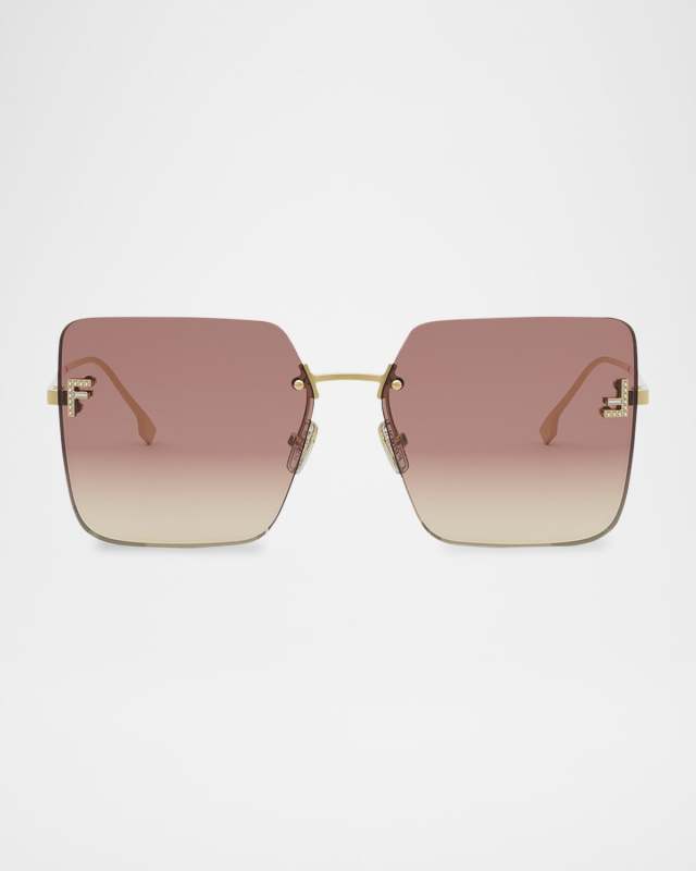 Oversized Rimless Square Metal & Nylon Sunglasses