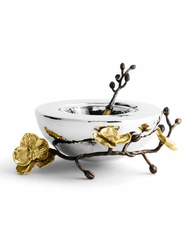 Gold Orchid Caviar Dish with Spoon