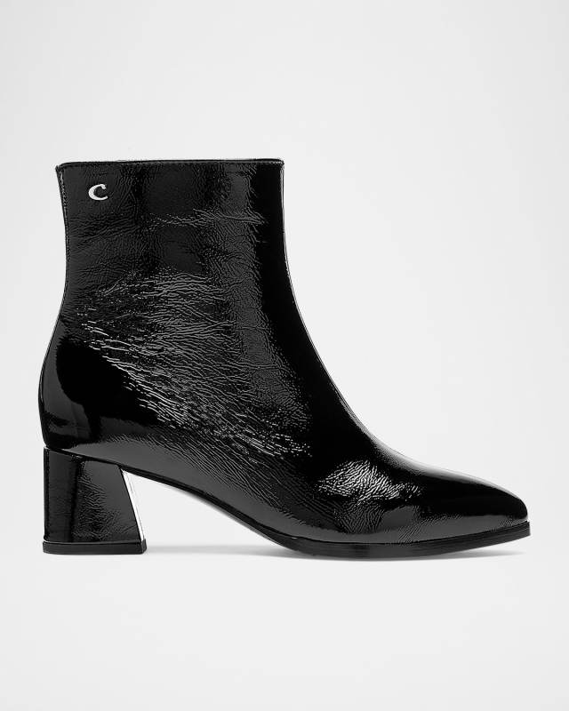 Ann Leather Zip Ankle Booties