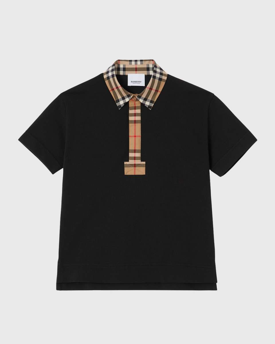 Boy's Johane Check Short Sleeve Polo Shirt, Size 3-14
