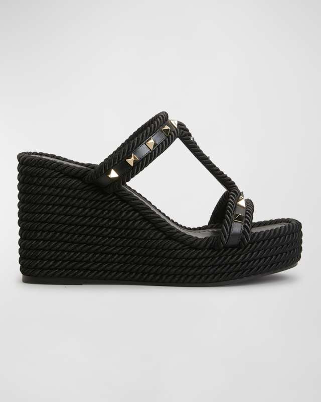 Rockstud Rope Wedge Espadrille Sandals