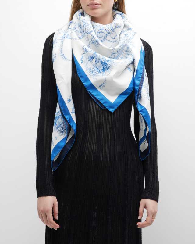 Toile Double-Sided Silk Scarf