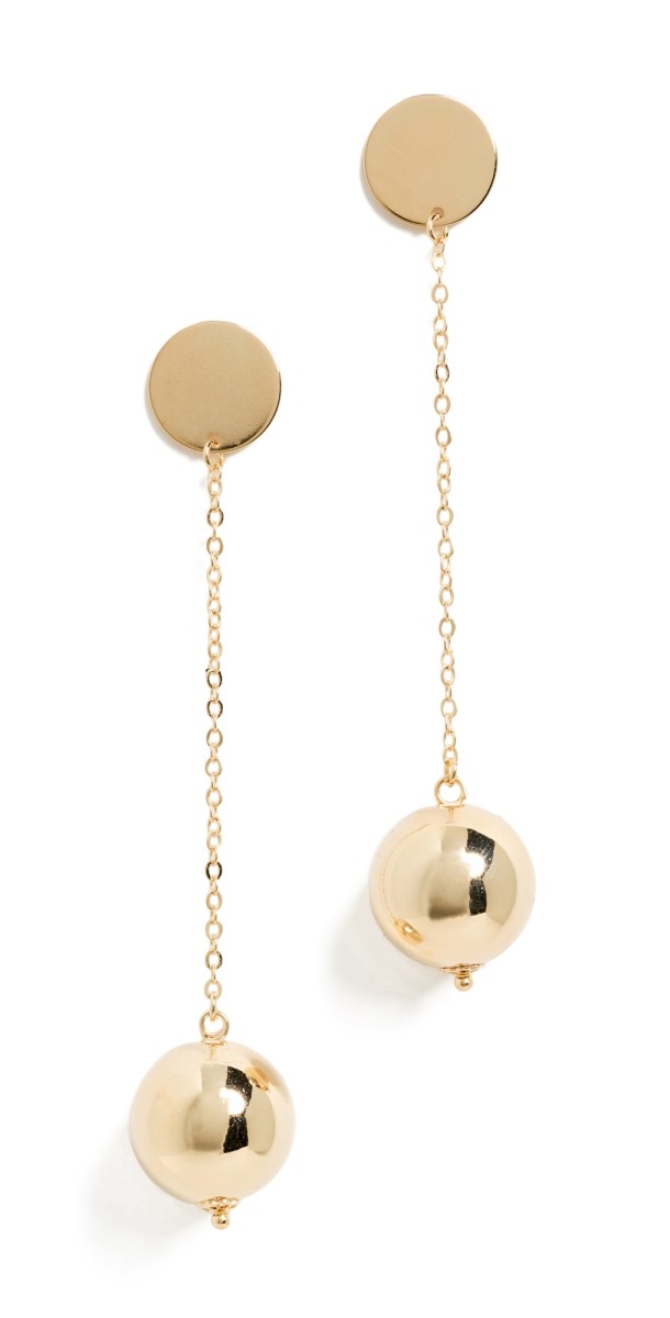 By Adina Eden Solid Ball Chain Drop Stud Earrings Gold