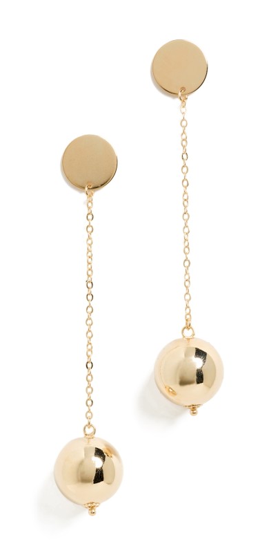 By Adina Eden Solid Ball Chain Drop Stud Earrings Gold