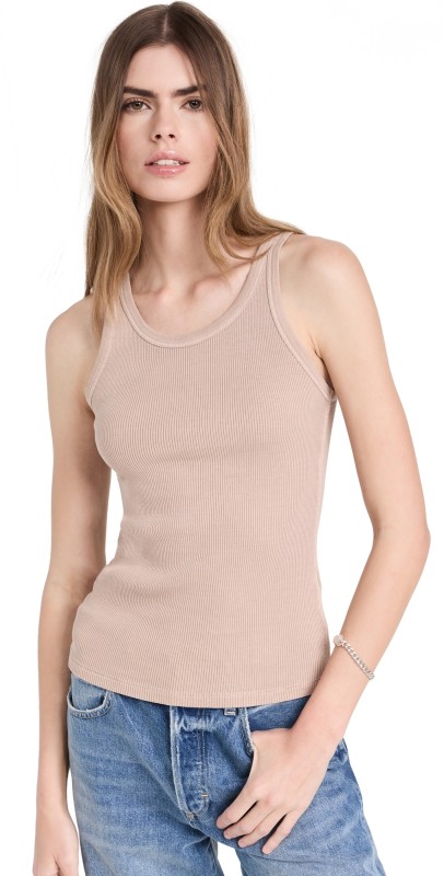 AMO Long Rib Tank Taupe