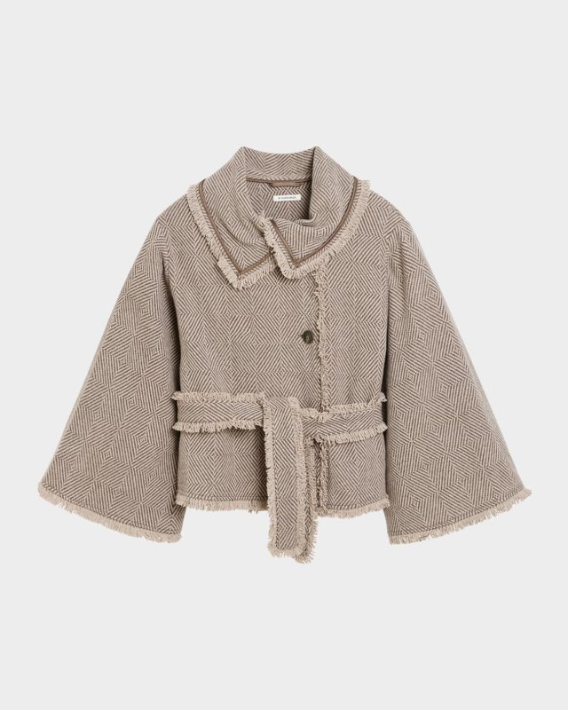 Irissa Fringe-Trim Herringbone Jacket