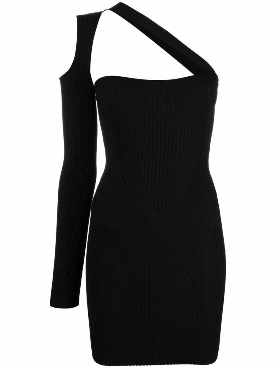 ribbed asymmetric mini dress
