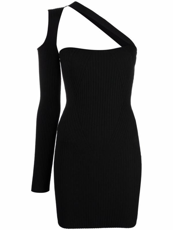 ribbed asymmetric mini dress