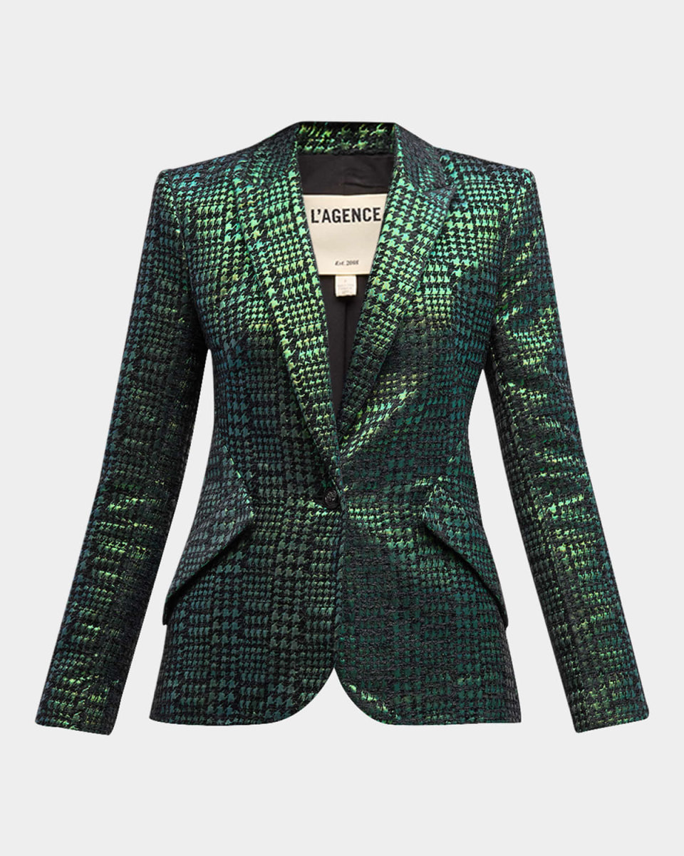 Chamberlain Single-Breasted Houndstooth-Print Blazer