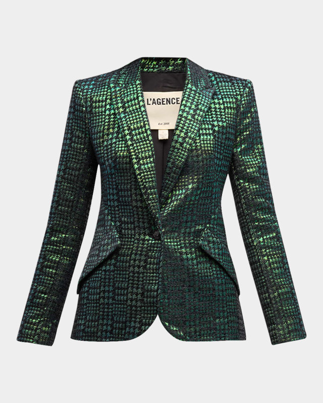 Chamberlain Single-Breasted Houndstooth-Print Blazer