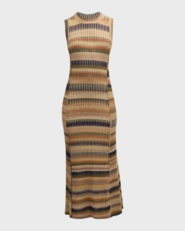 Fairfax Sleeveless Stripe Knit Midi Dress