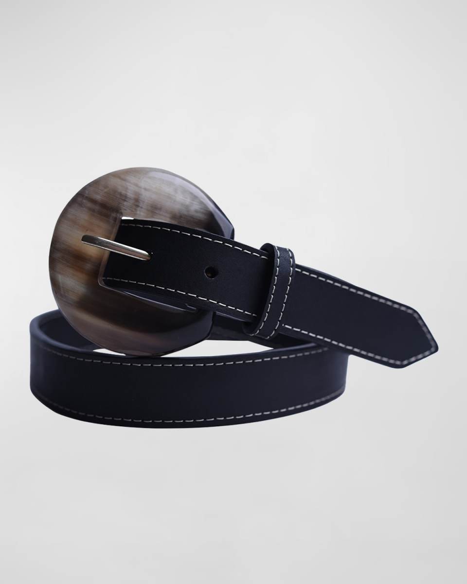 Azza Round Buckle Leather Belt