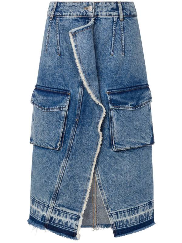 asymmetric cargo denim skirt