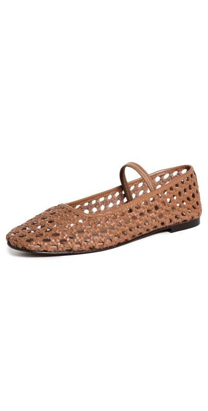 Madewell The Greta Ballet Flats in Open-Weave Leather Desert Camel
