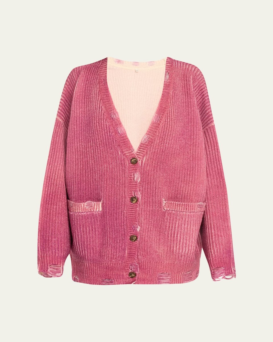 Oversized Distressed Cardigan