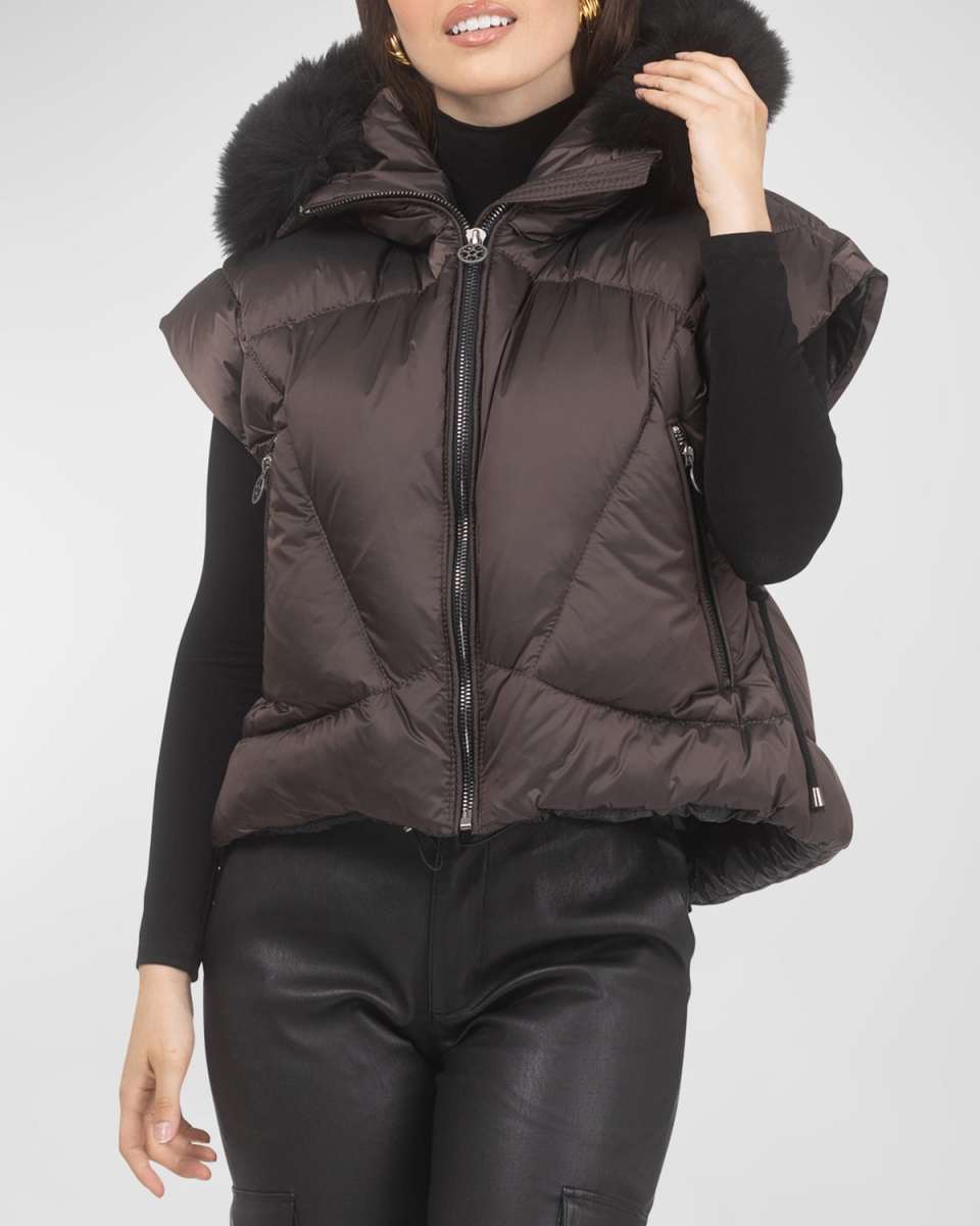Apres-Ski Vest With Detachable Toscana Lamb Shearling Hood Trim
