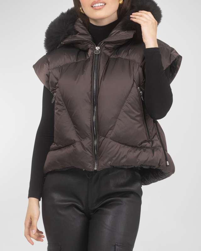Apres-Ski Vest With Detachable Toscana Lamb Shearling Hood Trim