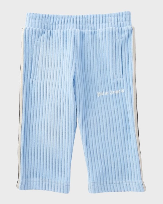 Girl's Ribbed Logo-Print Track Pants, Size 3M-3