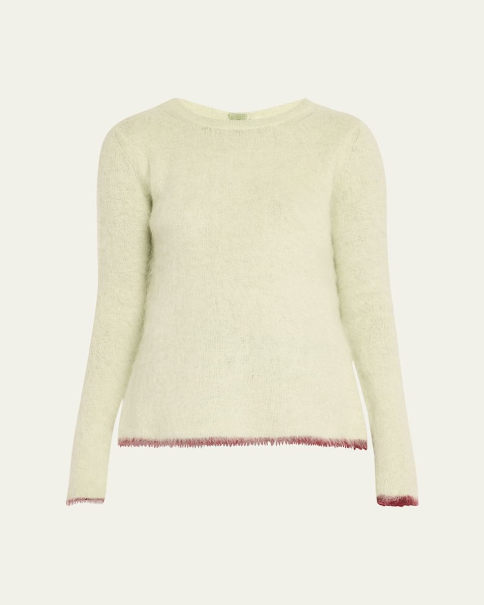 Taisa Open-Back Brushed Alpaca Mohair Sweater With Contrast Tipping